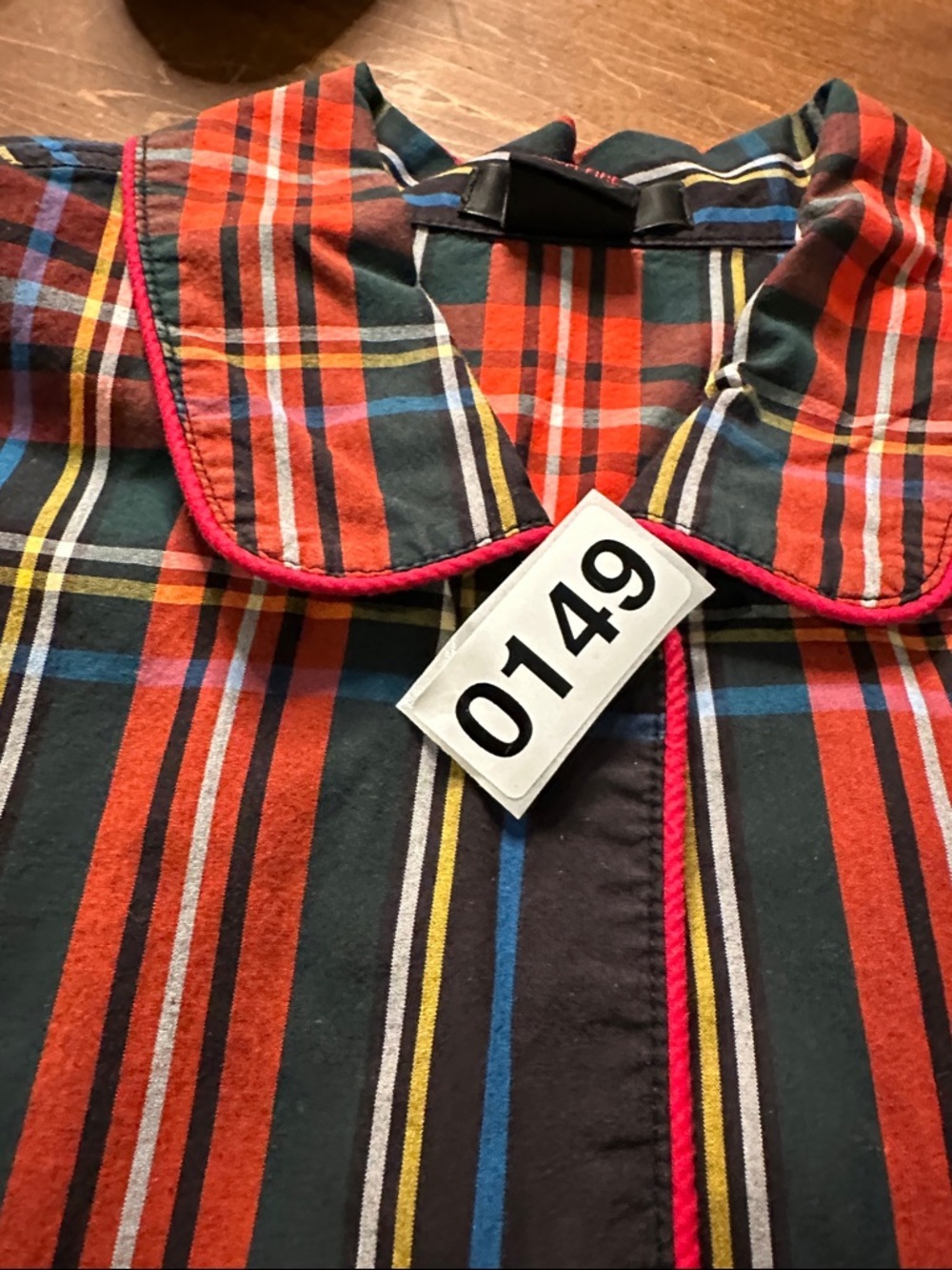J.Crew Plaid Button Front Blouse Red Trim Cotton Preppy Tartan Shirt Classic - Picture 12 of 12